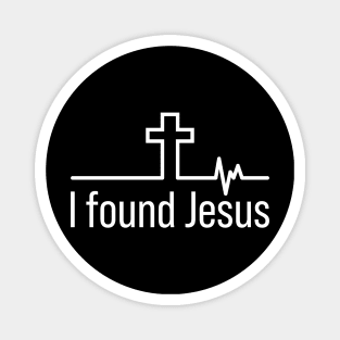 I Found Jesus Cross Heartbeat Magnet